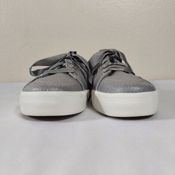 Sperry Crest Vibe Silver Sparkle Ribbon Topsider Sneaker - Excellent Cond - 3.5 - Picture 6 of 11
